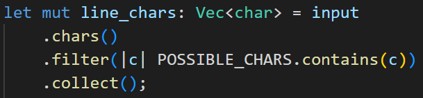 Rust code showing iterator I used